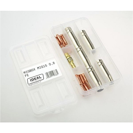 Accesorii si materiale pentru sudare Set piese de rulare 08mm cutie destinat pentru: clema de sudura pt sudura otel MIG 15 IDEAL MIGBOX15/FE/0.8