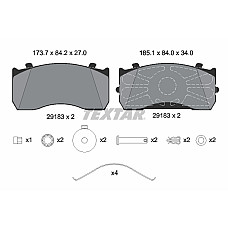 Set placute de frana Fata/Spate KNORR numar WVA: 29183 GAZ VALDAJ MAN TGL I MERCEDES ACCELO ANTOS ATEGO ATEGO 2 ATEGO 3 NISSAN NT500 D0834LFL40-OM936.916 01.98- TEXTAR 29183 340 2 5 T3016