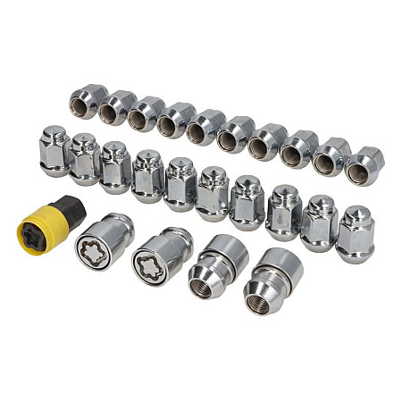 Piulita roata Nut protecting set with key lock DODGE DAKOTA DURANGO NITRO RAM 1500 JEEP CHEROKEE COMMANDER GRAND CHEROKEE I GRAND CHEROKEE II GRAND CHEROKEE III WRANGLER I 2.4-6.1 01.88- DORMAN DOR611-122FK