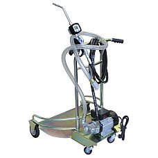 Unelte de distrubuire uleiuri Oil distribution set Mobile on barrels 180l kit contains: distribution hose electric pump pistol with a flowmeter pump output: 9l/min. hose length: 4m ASTA 10300901