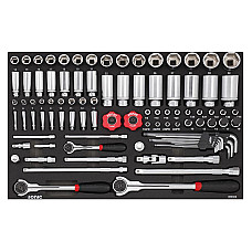Unelte (inserturi) pentru carucioare Introduceti tava cu instrumente pentru carucior 1/2 1/4 3/8 setul de instrumente 93 szt. dimensiune cartus: 570x370 mm SONIC 309302