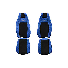 Husa scaun Huse pentru scaune Elegance albastru material eco-piele serie ELEGANCE tetiera integrata pentru pasageri tetiera soferului integrata SCANIA R F-CORE F-CORE FX23 BLUE