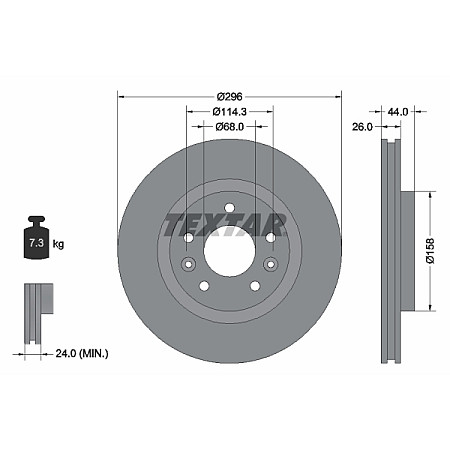 Disc frana Fata Dreapta/Stanga fara pivot de fixare a rotii NISSAN LEAF QASHQAI II X-TRAIL III RENAULT KADJAR KOLEOS II 1.2-Electric 11.10- TEXTAR 92274203