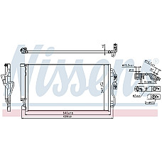 Condensator, climatizare A/C condenser with dryer BMW 1 F20 1 F21 2 F22 F87 3 F30 F80 3 F31 3 GRAN TURISMO F34 4 F32 F82 4 F33 F83 3.0/3.0H 11.11- NISSENS NIS 940357