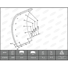 Set garnituri de frictiune, frana tambur Ferodou sabot frana Spate 300x122. de baza MERCEDES T2/LN1 04.86-12.94 BERAL KBL17351.0-1561