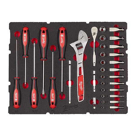 "Unelte (inserturi) pentru carucioare Toolkit 35 pcs ratchets / screwdrivers / sockets / Universal adjustable wrench 1/4""" MILWAUKEE 4932480717