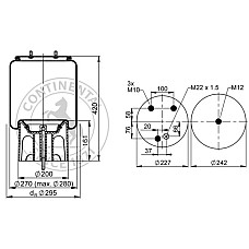Burduf, suspensie pneumatica Supa de suspensie pneumatica spate R Spate pentru axa ridicata DAF 106 CONTITECH 792NP05