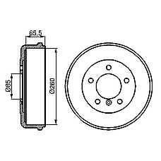 Tambur frana Spate  MERCEDES G W461 G W463 T1 601 T1 601 611 T1 602 T1 B601 T1 B602 2.0-5.0 04.77- BOSCH 0 986 477 038