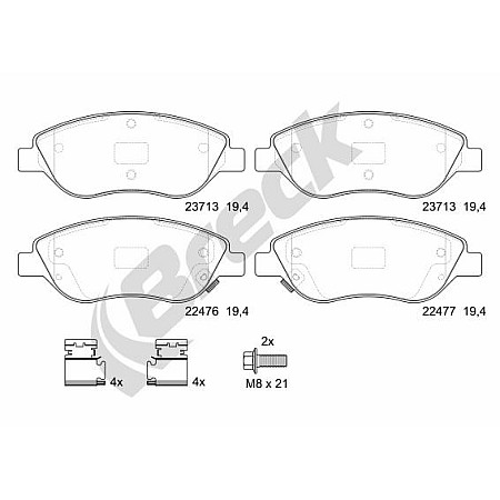 Set placute de frana Fata FIAT TIPO 1.0-1.6D 10.15- BRECK 22476 00 701 00