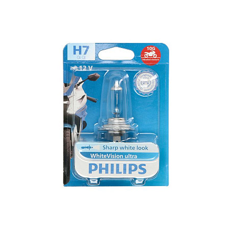 Bec, far faza lunga Light bulb blister pack 1pcs H7 12V 55W PX26D WhiteVision ultra moto PHILIPS PHI 12972WVUBW