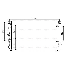 Condensator, climatizare A/C condenser with dryer HYUNDAI IX55 3.0D 09.08-12.12 AVA COOLING HY5345D AVA