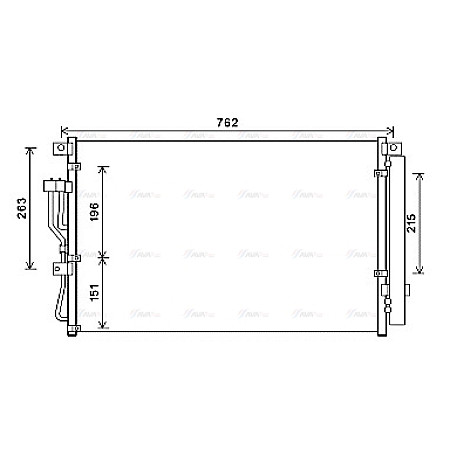 Condensator, climatizare A/C condenser with dryer HYUNDAI IX55 3.0D 09.08-12.12 AVA COOLING HY5345D AVA