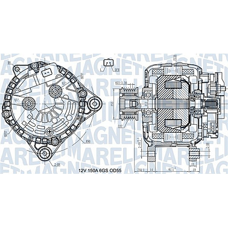 Alternator 12V 150A NISSAN CUBE MICRA III NOTE NV200 NV200 / EVALIA QASHQAI I RENAULT GRAND SCENIC II MEGANE II SCENIC II 1.5D 08.03- MAGNETI MARELLI 063731435410