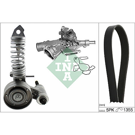Pompa apa + Set curea transmisie cu caneluri Multi-V-Belt kit rolls and water pump OPEL AGILA ASTRA G CORSA B CORSA C CORSA C/HATCHBACK SUZUKI WAGON R 1.0/1.2 11.96-12.09 INA 529 0297 30