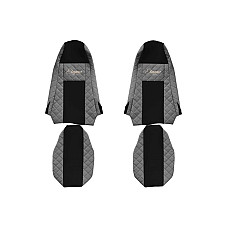 Husa scaun Huse pentru scaune Elegance gri material eco-piele / velours serie ELEGANCE Cabina STREAMLINE fara microfon tetiera integrata pentru pasageri tetiera soferului integrata SCANIA F-CORE F-CORE FX15 GRAY