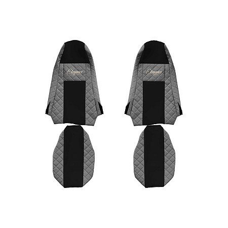 Husa scaun Huse pentru scaune Elegance gri material eco-piele / velours serie ELEGANCE Cabina STREAMLINE fara microfon tetiera integrata pentru pasageri tetiera soferului integrata SCANIA F-CORE F-CORE FX15 GRAY