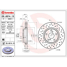 Disc frana Brake disc BREMBO Xtra Drilled front  L/R outer diameter 295 mm thickness 26 mm TOYOTA AURIS COROLLA 2.0D/2.2D 10.06-07.14 BREMBO 09.A914.1X