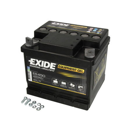 Baterie de alimentare Acumulator EXIDE 12V 40Ah EQUIPMENT GEL/ZEL MARINE/RV R+ borna specifica capat deschis - ford 210x175x175 B13 - flansa de montare 10.5 mm ciclu profund/gel/rezerva EXIDE ES4500