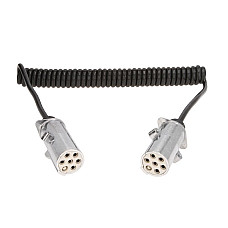 Cablu infasurat Sirma electrica spiralata poliuretan lungime de lucru 35m lungime maxima 4m cu dopuri feminine numar pini: 7 numar cabluri: 1x1+6x075mm dopuri din aliaj temperatura de lucru pina la 125 * C TRUCKLIGHT EC-S07-ALU EURO6