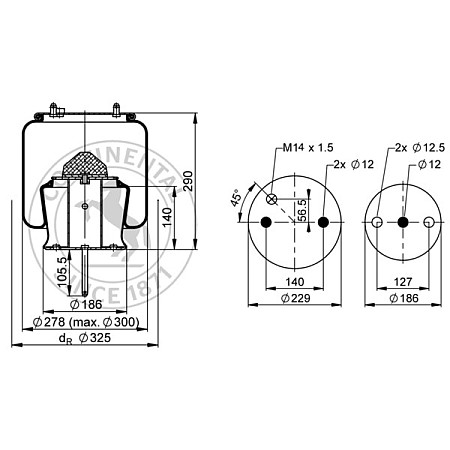 Burduf, suspensie pneumatica Supa de suspensie pneumatica spate R 28mm SCANIA IRIZAR CONTITECH 6710NP01