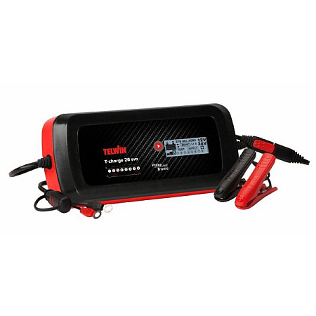 Aparat de incarcat bateria de acumulatori Battery charger T-CHARGE 26 EVO charging voltage: 12/24 V TELWIN charging current: 8/16A power supply: 230V battery type: AGM/EFB/GEL/Li/MF/PbCa/WET TELWIN 807595