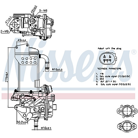 Modul EGR supap EGR AUDI A4 ALLROAD B8 A4 B8 A5 A6 C7 Q5 SEAT EXEO EXEO ST 2.0D 11.07-09.18 NISSENS NIS 98325