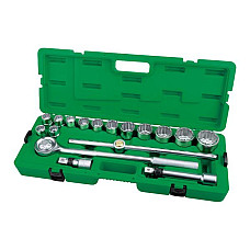 Set chei tubulare TOPTUL Set scule 3 / 4 17 piese in cutie plastic 12 colturi tubulare: 19 21-24 27 30 32 36 38 41 46 50mm TOPTUL GCAI1702
