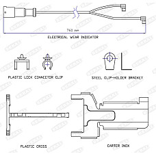 Senzor de avertizare,uzura placute de frana Senzor uzura placute frana lungime: 760mm ST7 WVA 29319 BERAL UAI183