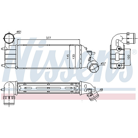 Intercooler, compresor Fiat Ulysse de aer mai rece 02 - 2.2 JTD Diesel MA / C + / - P / A NISSENS NIS 96766