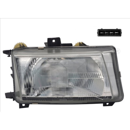 Far Lampa frontala Dreapta H4 electric mecanic fara motoras culoare insert: argintiu VW CADDY II CADDY II/MINIVAN POLO POLO III CLASSIC TYC TYC 20-6153-05-2