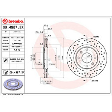 Disc frana Brake disc BREMBO Xtra Drilled front  L/R outer diameter 266 mm thickness 205 mm CITROEN BERLINGO BERLINGO/MINIVAN BX XANTIA XSARA XSARA PICASSO 1.1-Electric 10.82-12.15 BREMBO 09.4987.2X