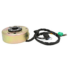 Stator de alternator Alternator with pulley GY6 150 11 inductors 5 wires hole spacing 40mm stator diameter 88mm CHINSKI SKUTER/MOPED/MOTOROWER/ATV 4T INPARTS IP000500