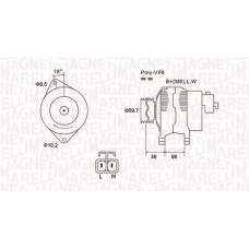 Alternator 12V 100A OPEL COMBO TOUR COMBO/MINIVAN CORSA C MERIVA A 1.7D 06.03- MAGNETI MARELLI 063731901010