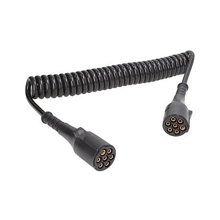 Cablu infasurat Sirma electrica spiralata poliuretan lungime de lucru 35m lungime maxima 4m cu dopuri feminine numar pini: 7 numar cabluri: 1x1+6x075mm dopuri acoperite tip N TRUCKLIGHT EC-N07-PLA