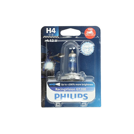 Bec, far faza lunga Light bulb blister pack 1pcs H4 12V 60/55W P43T-38 RacingVision GT200 moto PHILIPS PHI 12342RGTBW