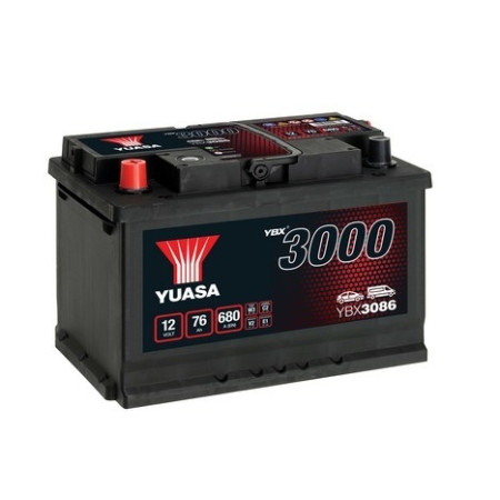 Acumulator Pornire Battery YUASA 12V 76Ah/680A YBX3000 SMF L+ standard 278x175x190 B13 starting YUASA YBX3086