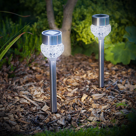 Lamp solar cu LED pentru grdin, din sticl