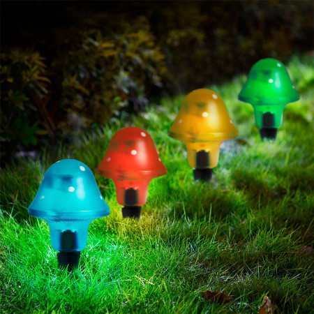 Lamp solar pentru grdin cu LED - model ciuperc, 11 cm