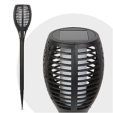 Lampa solara LED, model imitatie de flacara - negru - mat. plastic