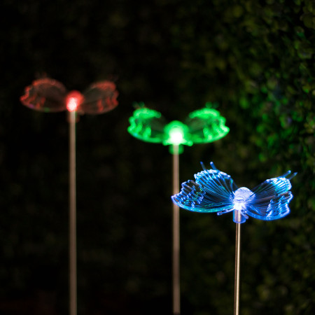 Lamp solar pentru grdin cu LED RGB - model Fluture