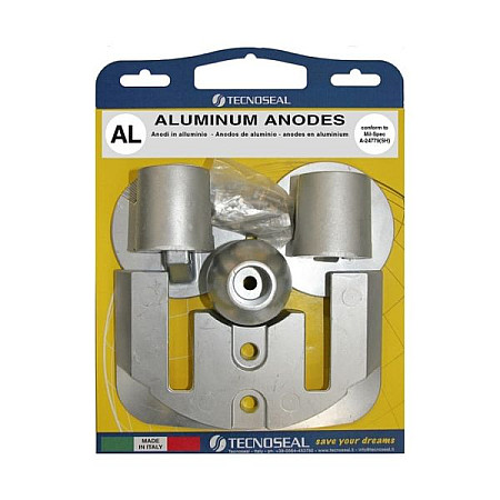 Kit anodic Anode set aluminium intended use: drinking water/salt water MERCRUISER/MERCURY Bravo III 2004-up TECNOSEAL TENKITBRAVOIII-04AL