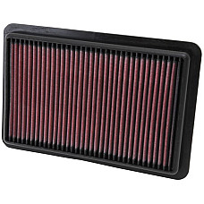 Panou de filtrare (cartus) Sports air filter - Panel Square dl.: 273mm szer.: 181mm wys.:30mm  MAZDA 3 3/HATCHBACK 6 6/KOMBI CX-5 2.0/2.0H/2.5 08.07- K&amp;N FILTERS 33-2480