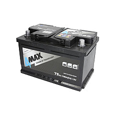 Acumulator Pornire Acumulator 4MAX 12V 75Ah/700A R+ borna standard 278x175x175 B13 - flansa de montare 10.5 mm pornire 4MAX BAT75/700R/4MAX