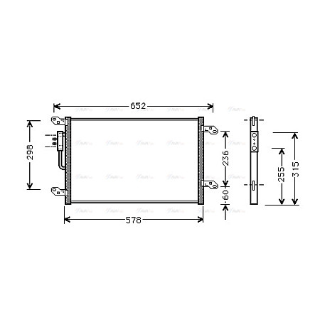 Condensator, climatizare A/C condenser LANCIA LYBRA 1.6-2.4D 07.99-10.05 AVA COOLING LC5080 AVA