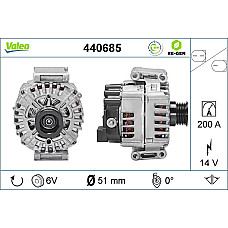 Alternator 14V 200A MERCEDES C A205 C C205 C W205 C T-MODEL S205 CLS C218 CLS SHOOTING BRAKE X218 E A207 E C207 E W212 E T-MODEL S212 1.7D-2.2DH 06.06- VALEO VAL440685