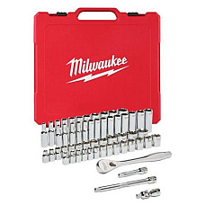 "Set scule Set of tools / Sockets set homogenous 56 pcs profile: Hexagonal socket / drive: 3/8"" packaging: plastic suitcase" MILWAUKEE 4932464946