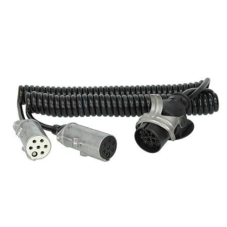 Cablu infasurat Sirma electrica spiralata poliuretan lungime de lucru 4m lungime maxima 4m tip stecher: 15/7/7 24 V 24V 9 pini activi in fisa 15 adaptor HELLA 8JA005 952-041