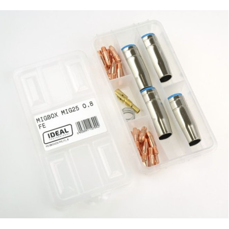 Accesorii si materiale pentru sudare Service parts kit 08mm box intended use: for welding steel welding clamp MIG 25 IDEAL MIGBOX25/FE/0.8