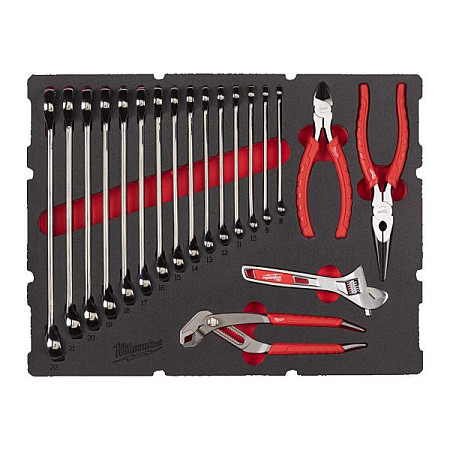 Unelte (inserturi) pentru carucioare Toolkit 19 pcs combination pliers / combination wrenches / cutting pliers / hydraulic pliers / Universal adjustable wrench MILWAUKEE 4932480715