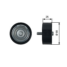 Rola ghidare/conducere, curea transmisie Poly V-belt pulley MERCEDES A W169 B SPORTS TOURER W245 1.5-2.0CNG 09.04-06.12 GATES GATT36407